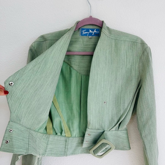 Rare 1980’s Thierry Mugler Sage Green Blazer Skirt Set - Picture 5 of 16